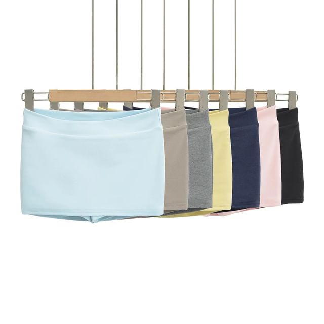 Asiris-Low Rise Plain Mini Pencil Skirt