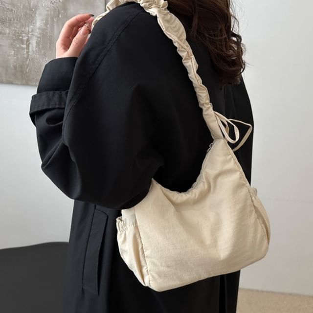 NewTown-Plain Nylon Crossbody Bag