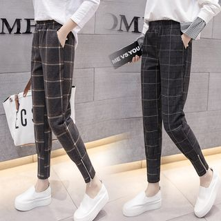 plaid slim fit pants