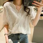 Barrimore - Elbow-Sleeve Eyelet Lace Top