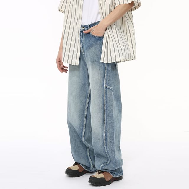 FAERIS-Mid Rise Washed Loose Fit Jeans
