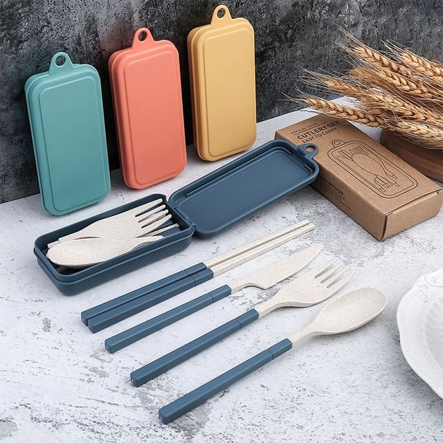 NEJA-Set Plastic Chopsticks Spoon Fork Knife Case