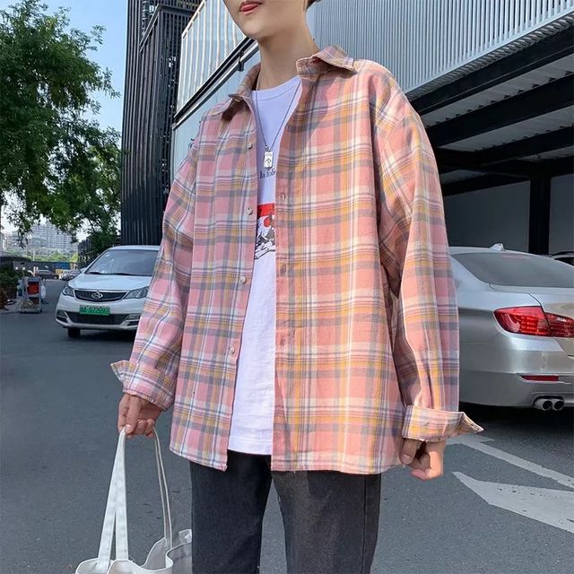 Korean Version Of The Men's Shoulder Bag Fashion Plaid