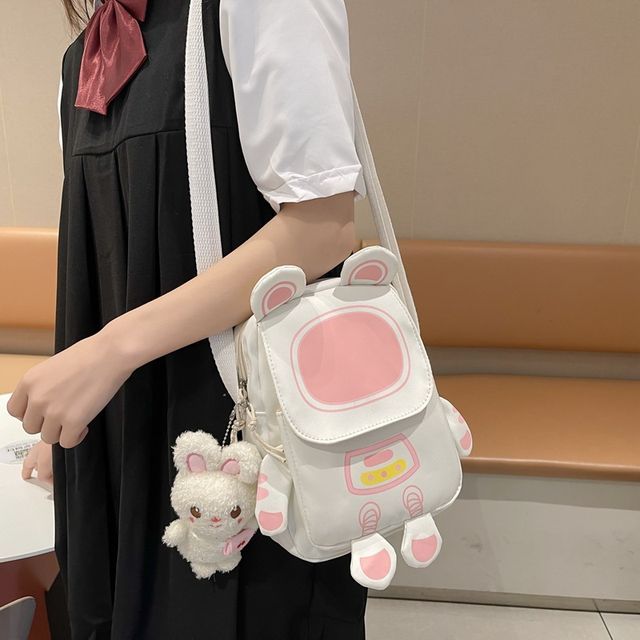 Skoolgurlies Cartoon Flap Crossbody Bag YesStyle