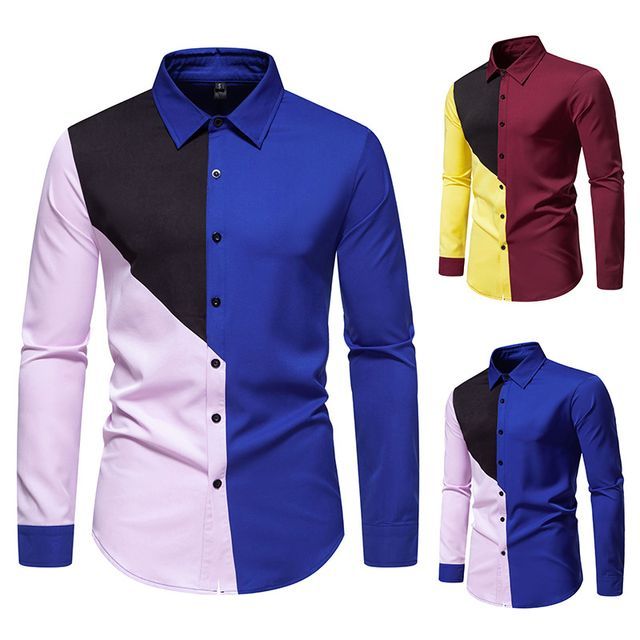 Sheck-Long-Sleeve Color Block Shirt