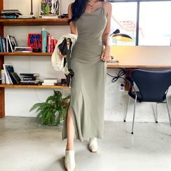 DEEPNY - Draped Deep-Slit Maxi Slipdress DEEPNY - Draped Deep-Slit Maxi Slipdress