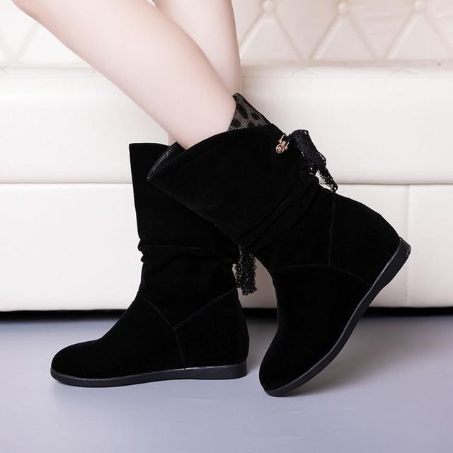 hidden wedge mid calf boots