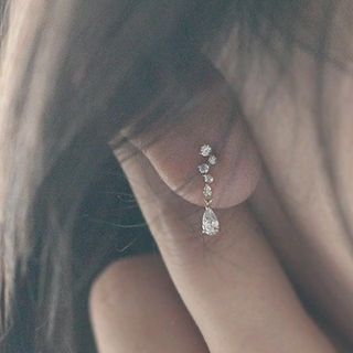 Phoenoa-Rhinestone Sterling Silver Drop Earring