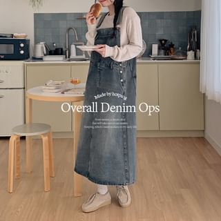 HOTPING Denim Long Overall Dress Sale
