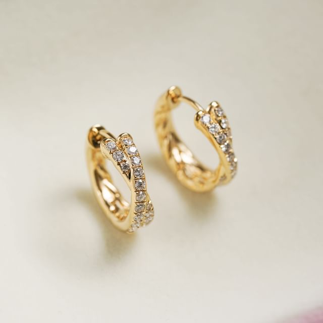 Phoenoa-925 Sterling Silver Rhinestone Hoop Earring