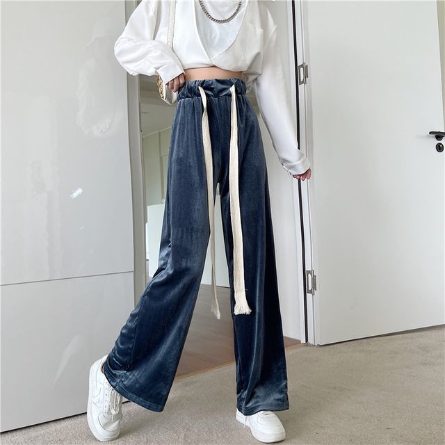 Everose-Drawstring Wide-Leg Pants