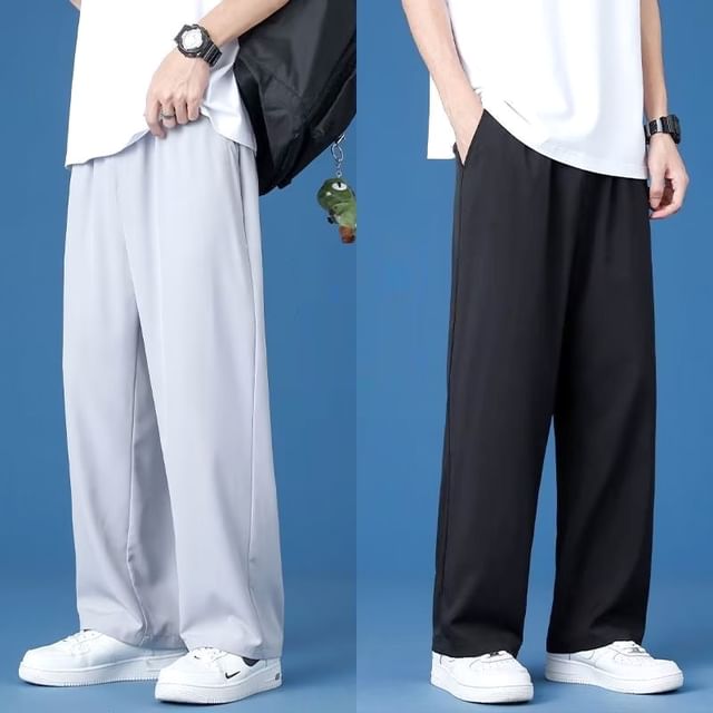 farrahces-Mid Rise Plain Cropped Wide Leg Pants