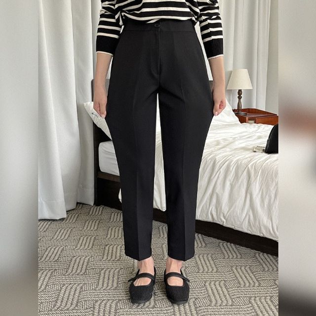 HOTPING BandWaist Tapered Dress Pants YesStyle