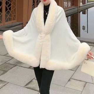 Odestra Faux Fur Trim Cape Sale