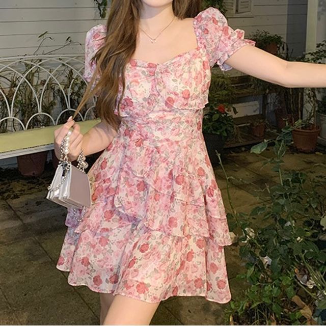 knee length dresses for ladies All Mine Pink Lace Mini Dress