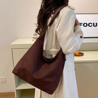Indenis-Plain Faux Suede Tote Bag