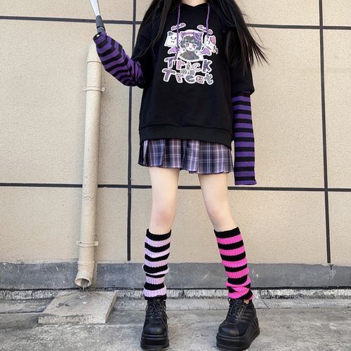 Glitter Striped Leg Warmers Black Silver Knee Socks Dance Costume Anime  Grunge
