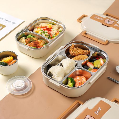 Kawa Simaya - Set: Stainless Steel Divided Lunch Box + Spoon + Chopsticks +  Soup Container, YesStyle