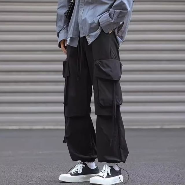 Myanderthal-Mid Rise Plain Harem Cargo Pants