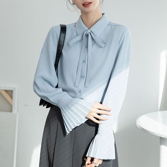 Dragan Pulse-Long-Sleeve Pleated Cuff Plain Shirt