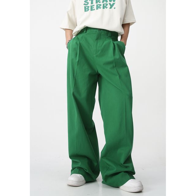 FAERIS-Mid Rise Plain Wide Leg Pants