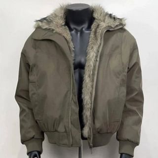 Kimeya-Faux Fur Padded Zip-Up Jacket