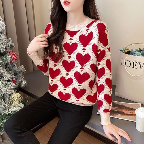 Heart distressed outlet sweater