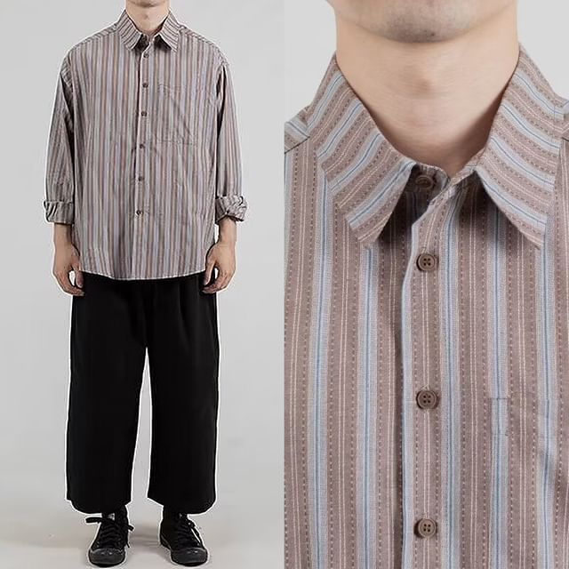 Adothuiastic-Long-Sleeve Striped Shirt