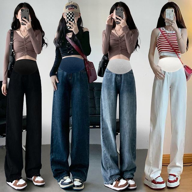 NEUF-Maternity High Waist Wide Leg Jeans