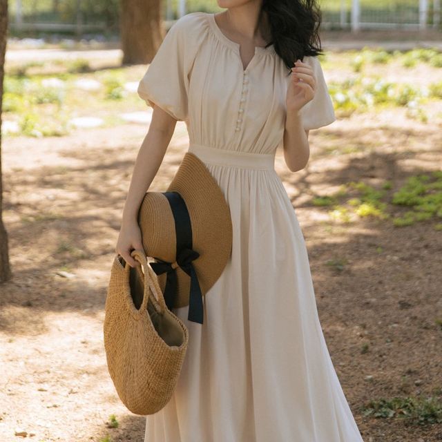 latest linen dress designs Elegant Linen Maxi Dress main image 0