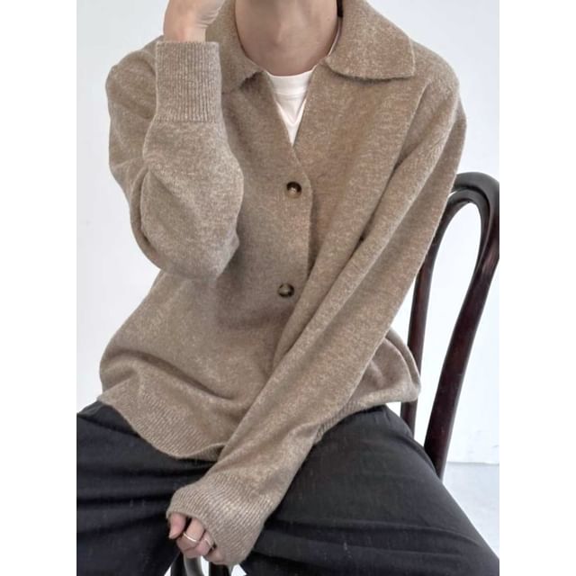 Real Boy-Collar Melange Cardigan