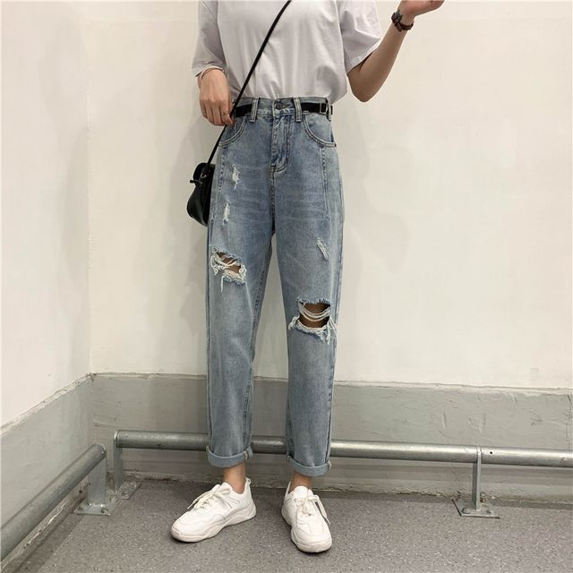 Astarte - Distressed Straight Leg Jeans 