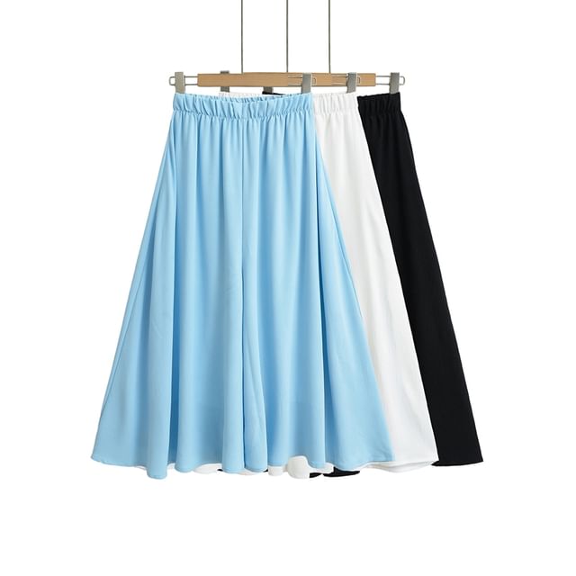 Ulark-High Waist Plain Cropped Culottes