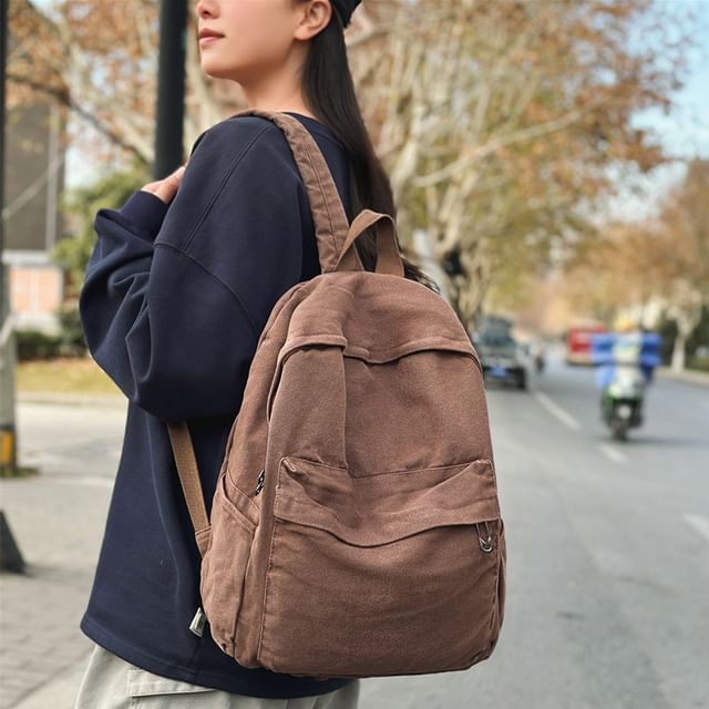 Melois-Canvas Plain Backpack