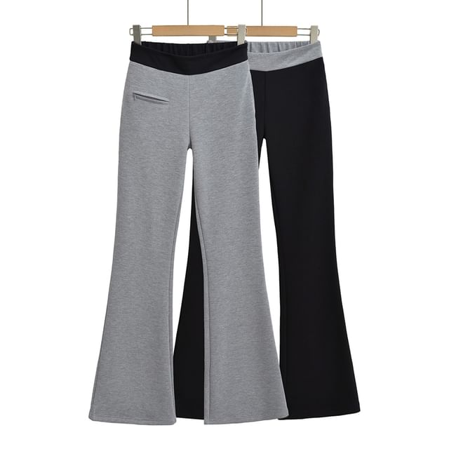 Ulark-High Waist Contrast Trim Flared Pants