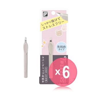 Green Bell - Tweezers With Rubber Grip Slant Tip (x6) (Bulk Box)