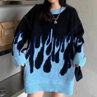 jacquard flame sweater