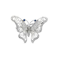 Keleo - 18K Rose Gold Butterfly Design Brooch Set with Diamond, Colorstone