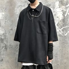 Banash - 七分袖純色馬球衫 Banash - 七分袖純色馬球衫
