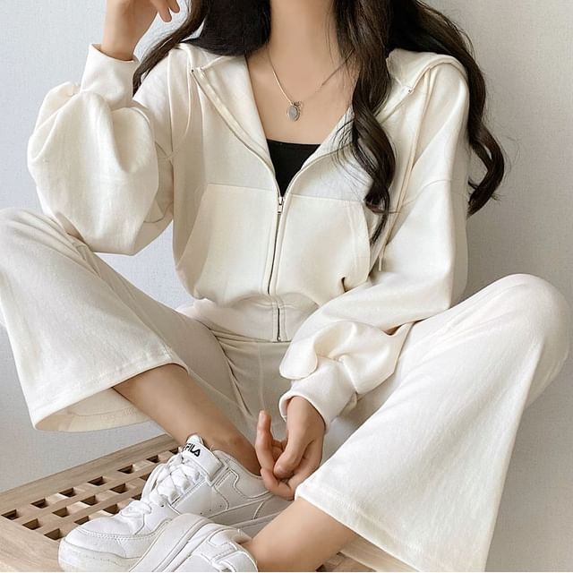 Alfie-Plain Zip-Up Crop Hoodie