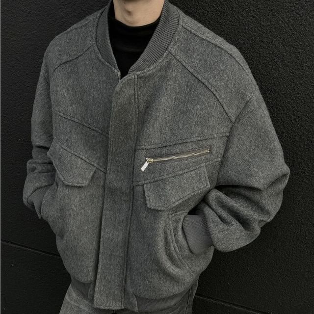 Kimeya-Drop-Shoulder Plain Zip Jacket