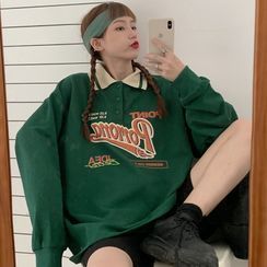 Ketaph - Oversized Lettering Print Polo Shirt Ketaph - Oversized Lettering Print Polo Shirt