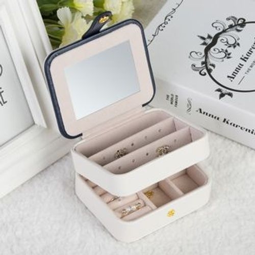 Yescom Wooden Jewelry Box Built-in Mirror Ring Earring Necklace Organizer  Storage Case 