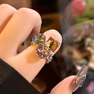 Jael-Rhinestone Alloy Open Ring