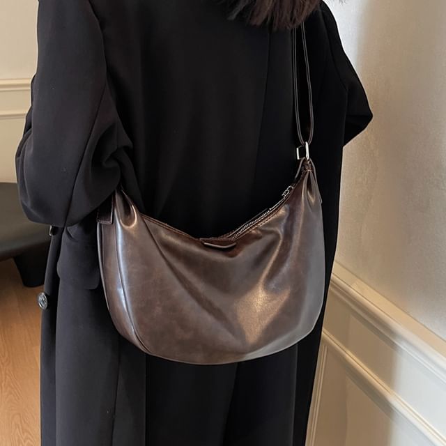 KOCORE-faux Leather Zip Crossbody Bag