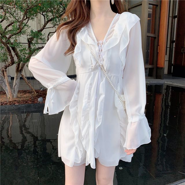 Puff Sleeve Girls Long Sleeved Nightdress Girls Nightie White