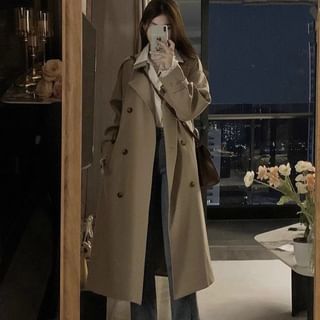 Ariadne Lapel Collar Plain Double Breasted Trench Coat Sale