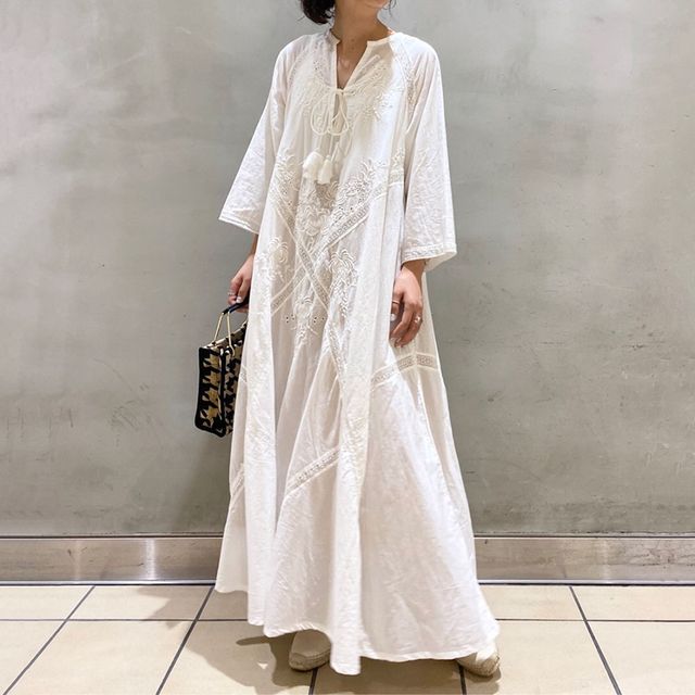 Supernova - Long-Sleeve Plain Maxi A-Line Tunic Dress | YesStyle