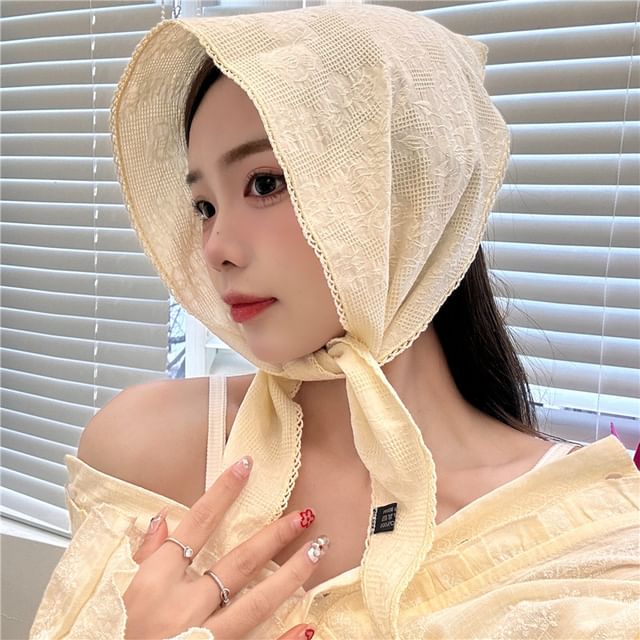 Porstina-Plain Lace Trim Headscarf