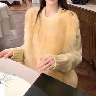 monroll-Crewneck Furry Sweater